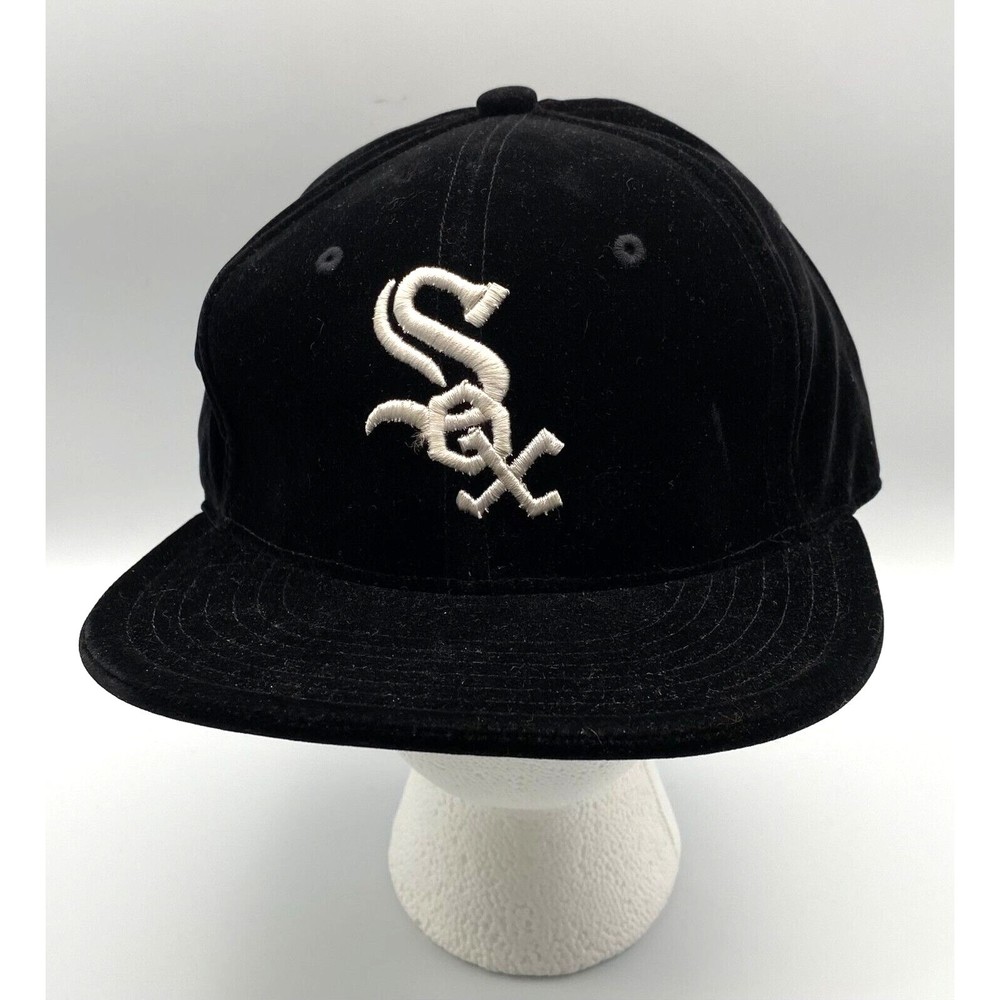City Hunter MLB Chicago White Sox Black Velvet Velour Original Flat Hat Large